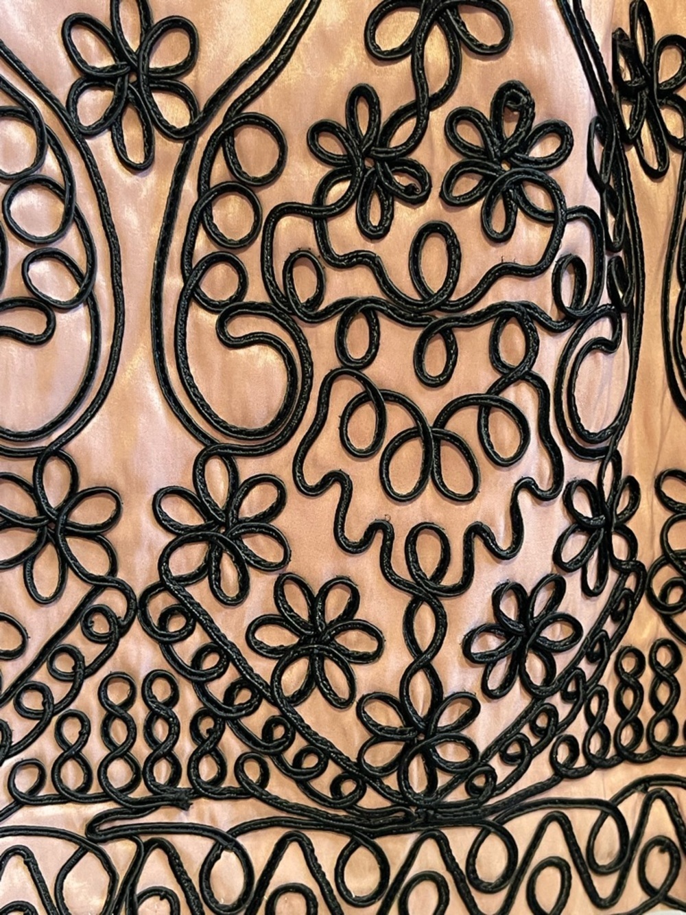 SL Fashions Black & Blush Embroidered Wrap Midi Dress - Picture 8 of 9